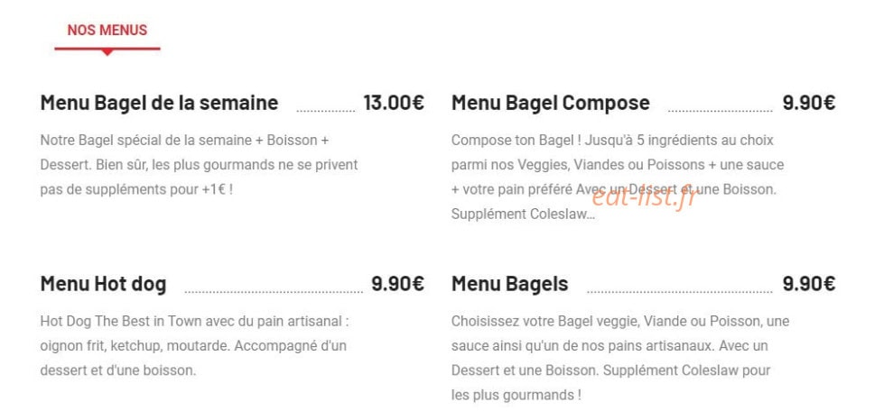 Nina's Bagel & Salade — carte page 1
