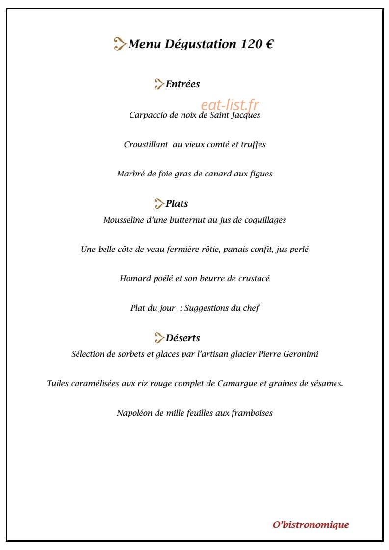 O'bistronomique — carte page 2