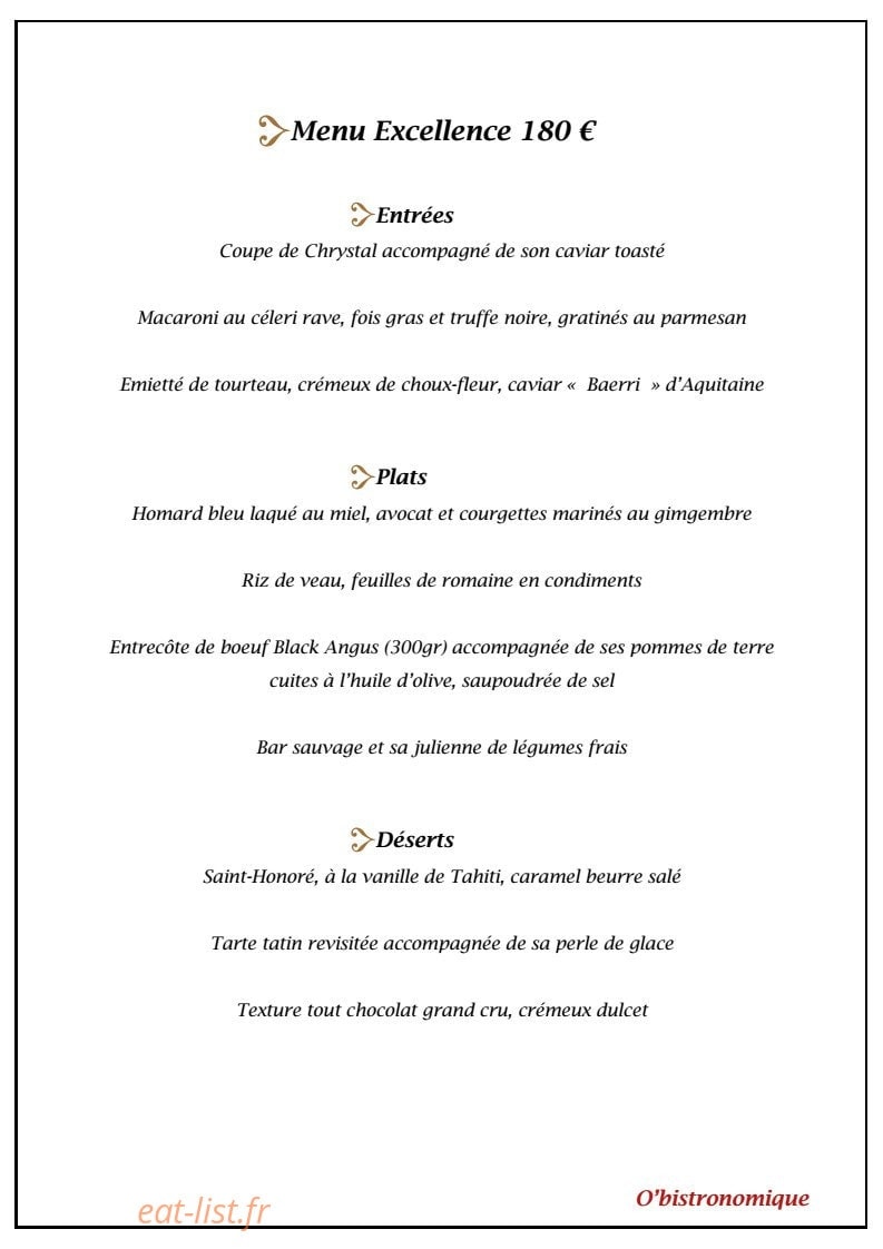 O'bistronomique — carte page 3