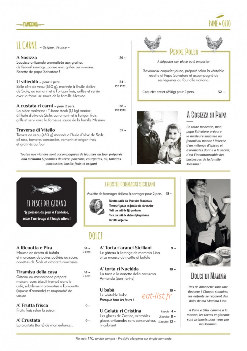 Pane & Olio — carte page 3