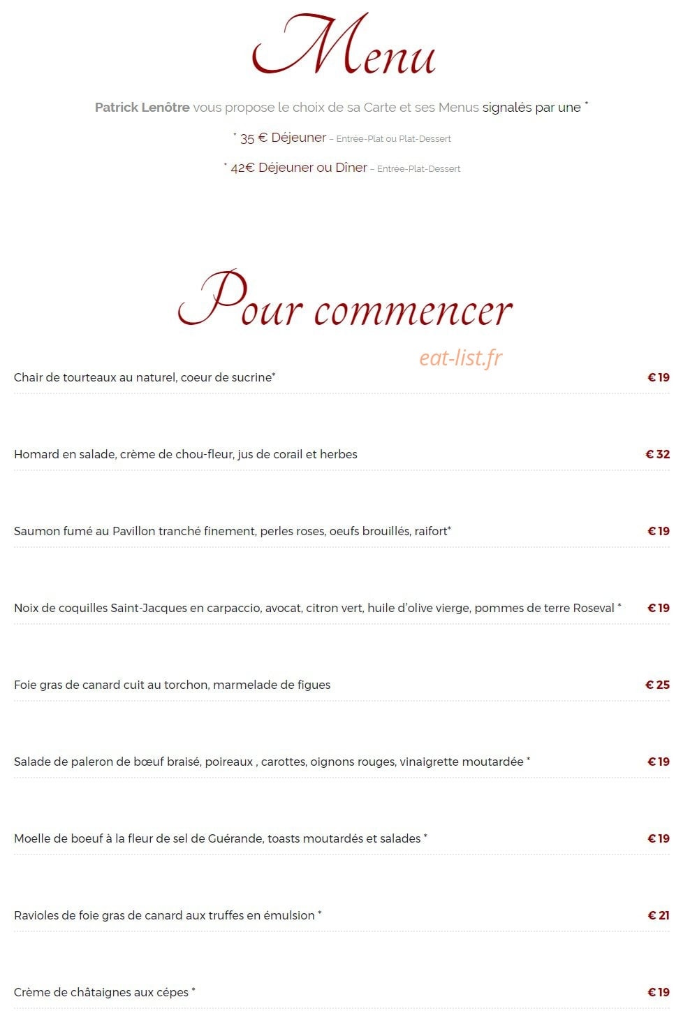 Pavillon Des Princes — carte page 1