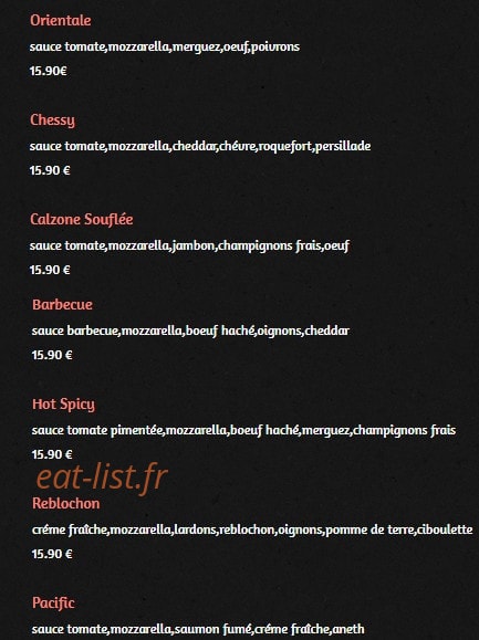 Pizza Exelmans — carte page 3