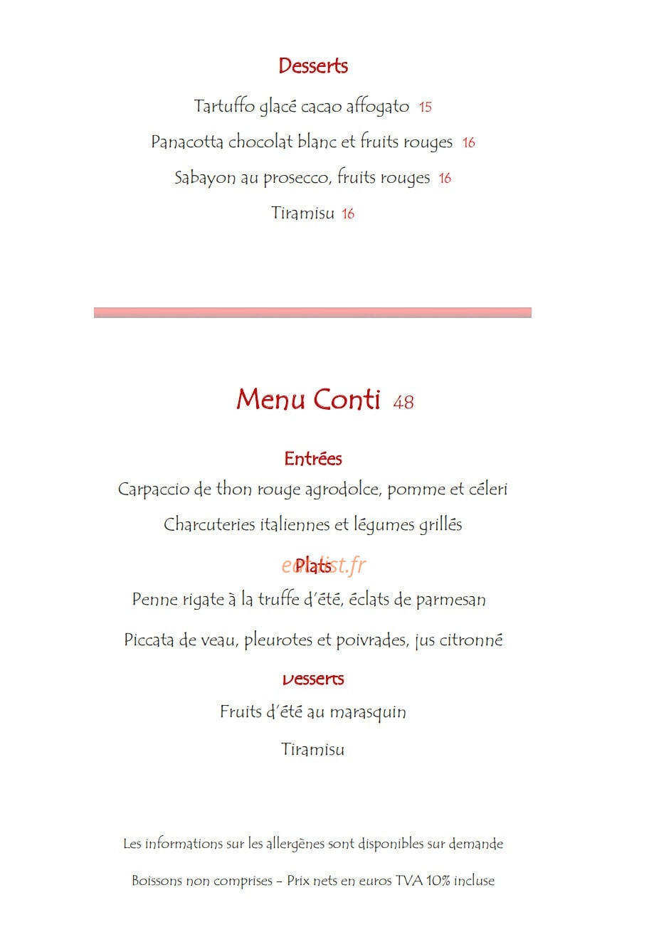 Restaurant Conti — carte page 2