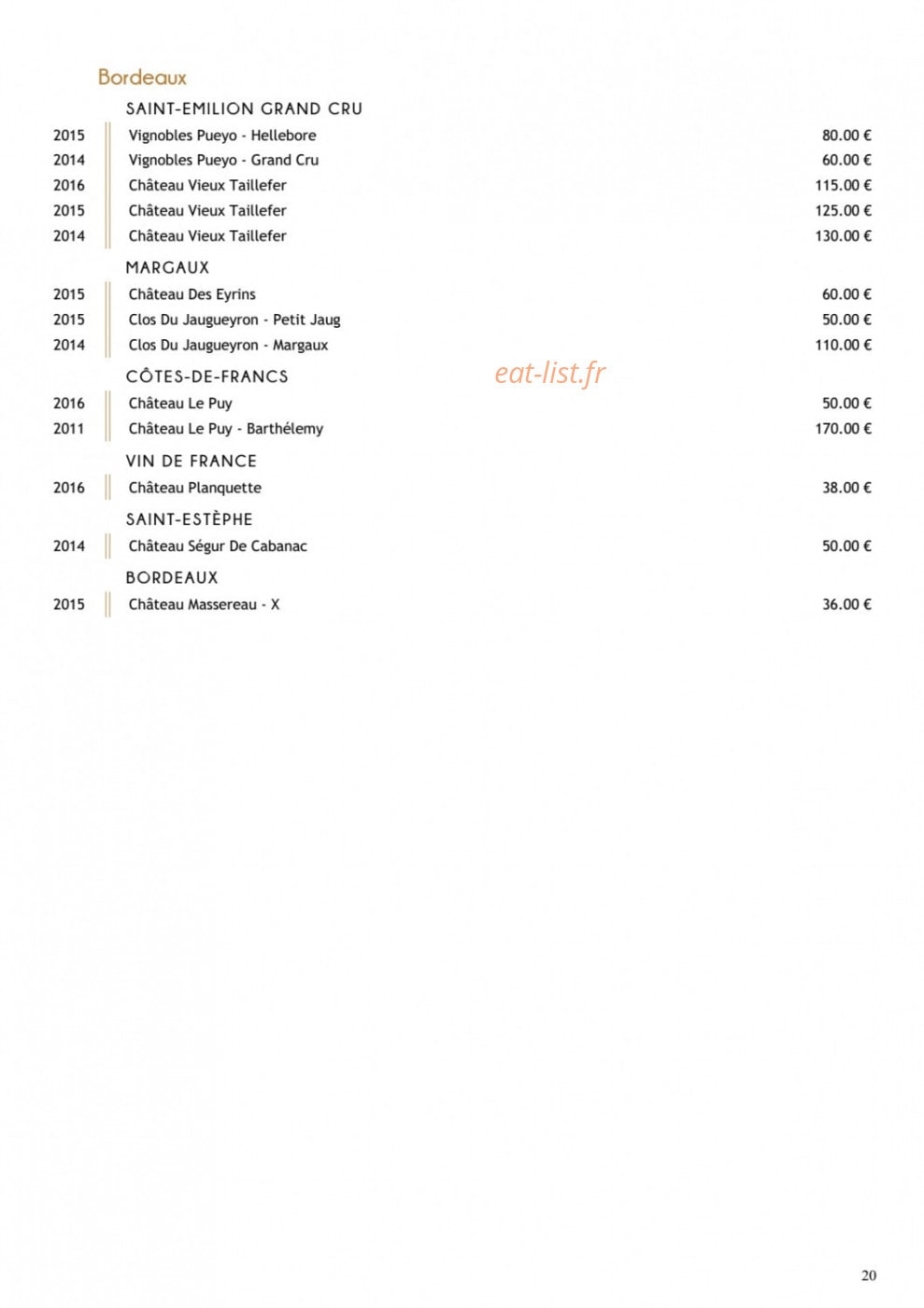 Restaurant Substance — carte page 9