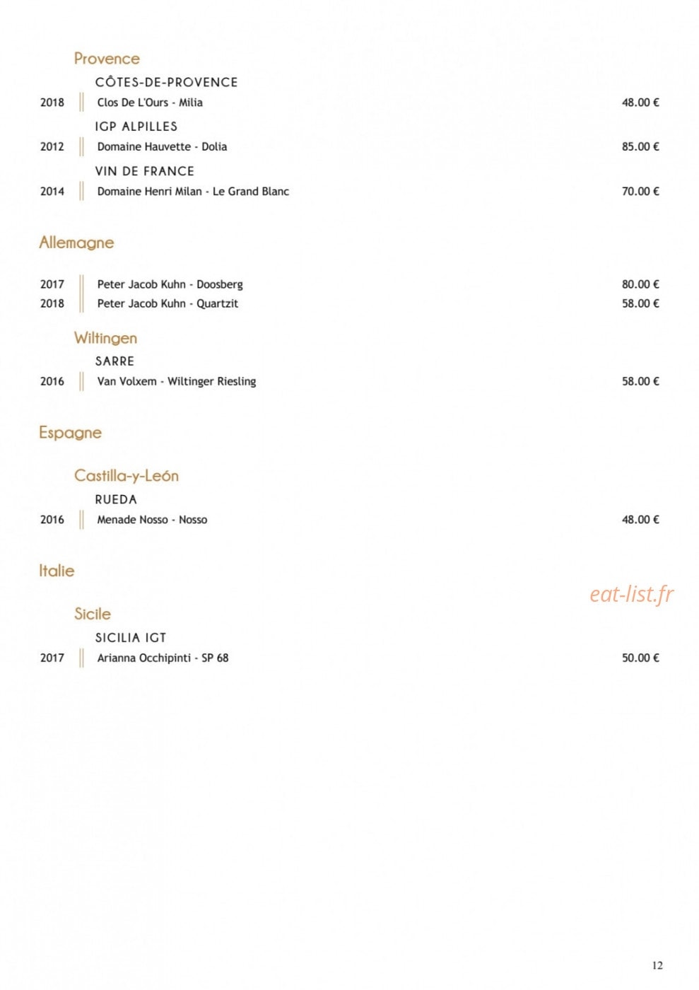 Restaurant Substance — carte page 21