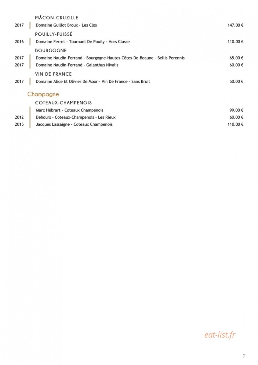 Restaurant Substance — carte page 16