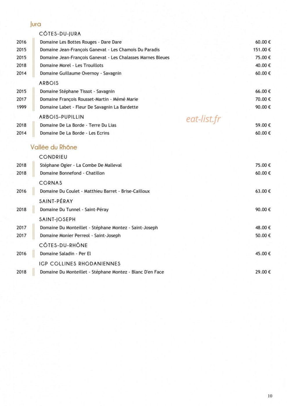 Restaurant Substance — carte page 19