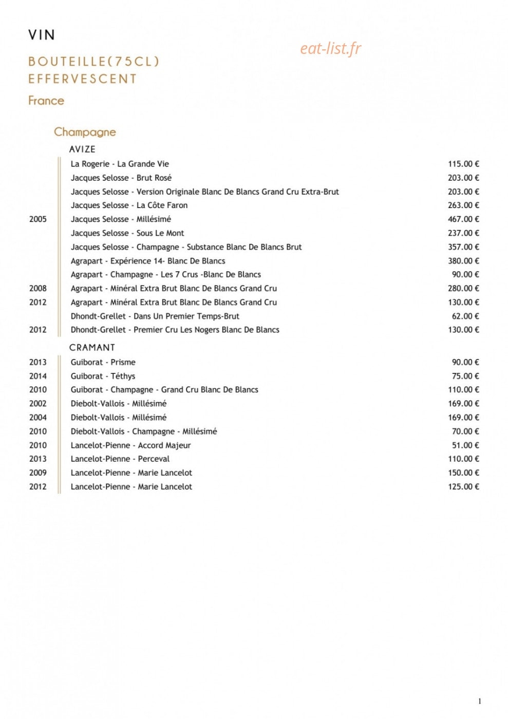 Restaurant Substance — carte page 22