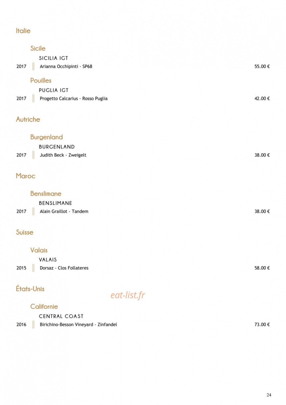 Restaurant Substance — carte page 13