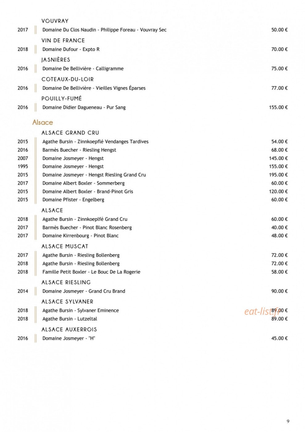 Restaurant Substance — carte page 18