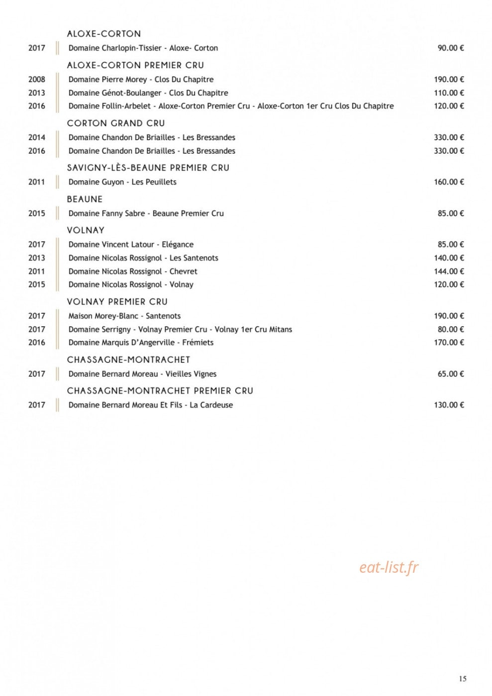 Restaurant Substance — carte page 4