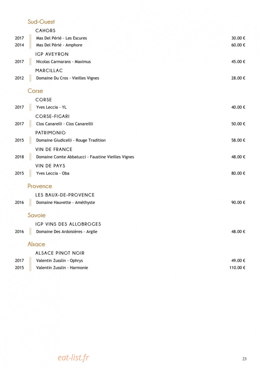 Restaurant Substance — carte page 12