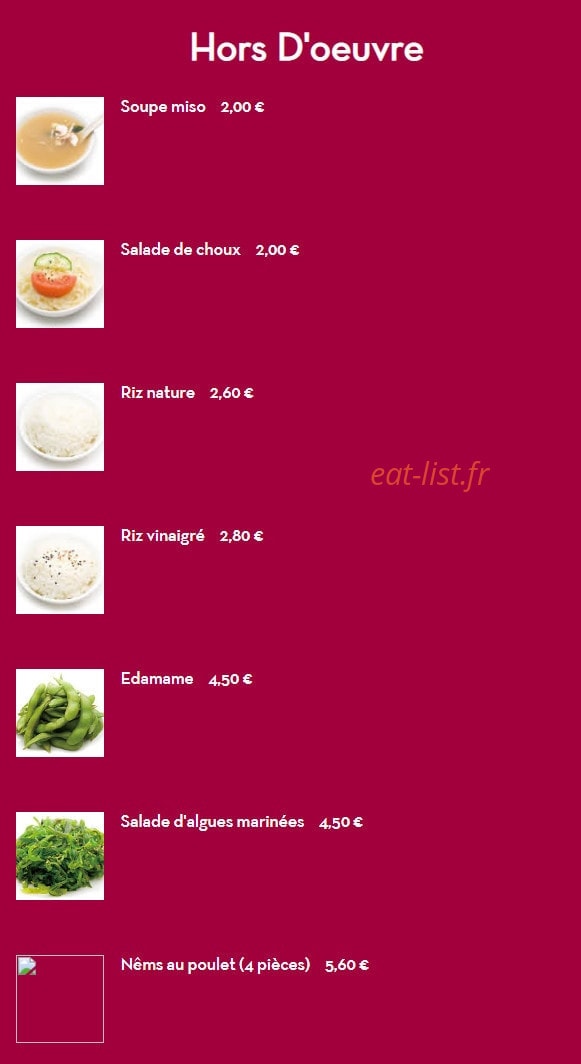 Resto Yummy — carte page 1