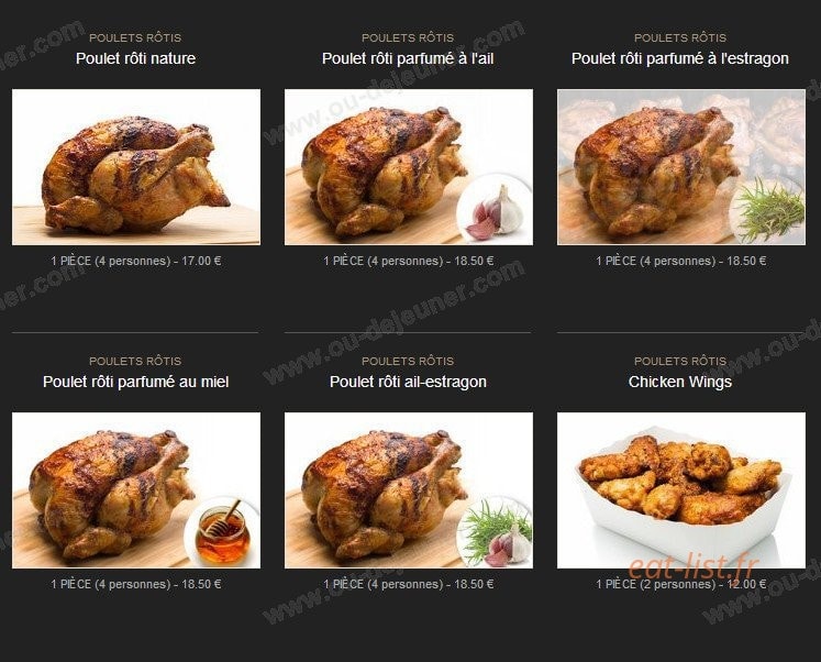 Rôtisserie Dufrénoy — carte page 1
