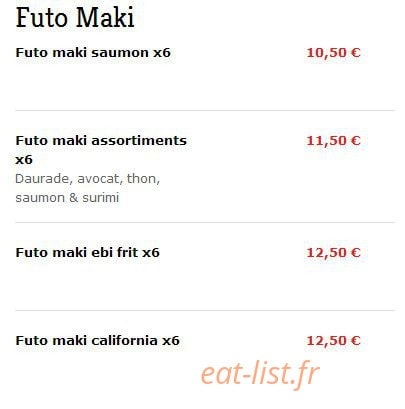 Saveurs de Tokyo — carte page 16