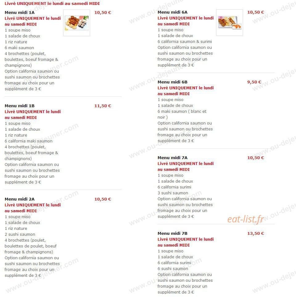 Saveurs de Tokyo — carte page 1