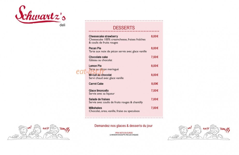 Schwartz's Deli — carte page 3