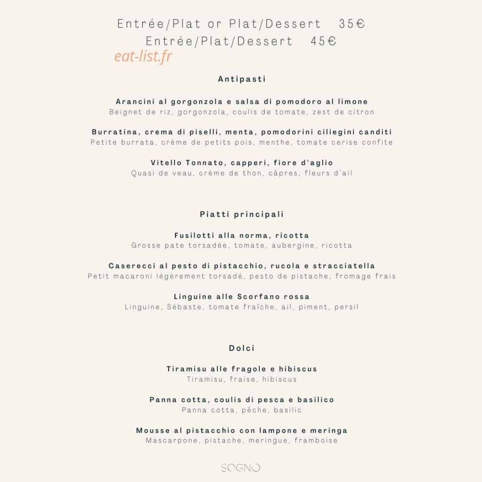 Sogno — carte page 1