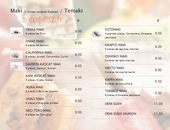Sushi Gourmet — carte page 4