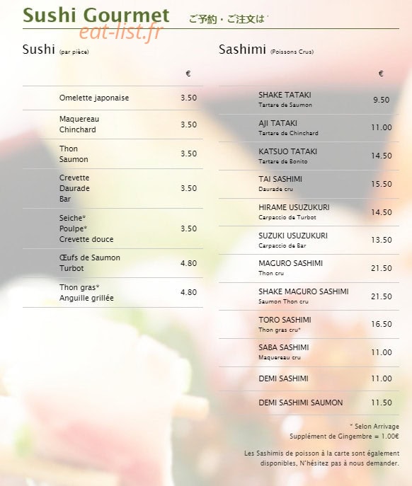 Sushi Gourmet — carte page 3