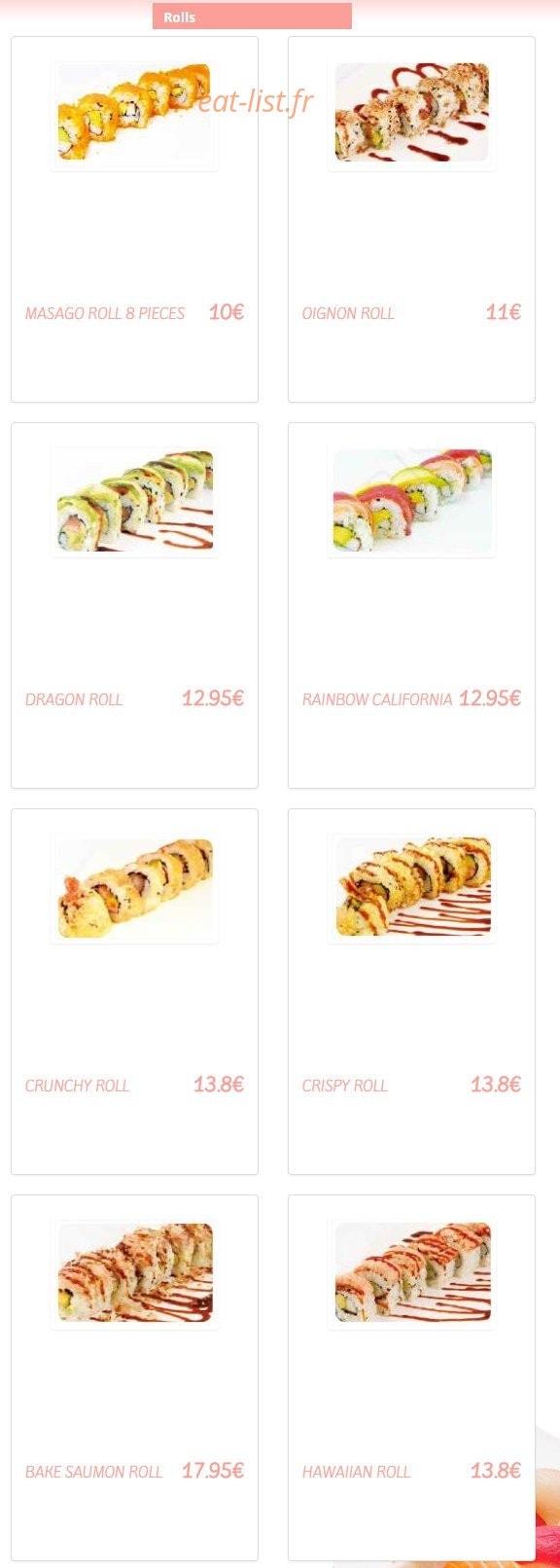 Sushi Man — carte page 9