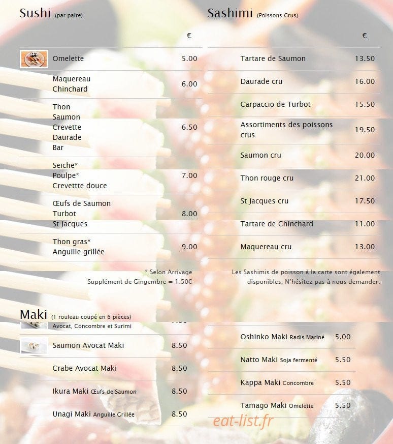 Sushi Marché — carte page 3