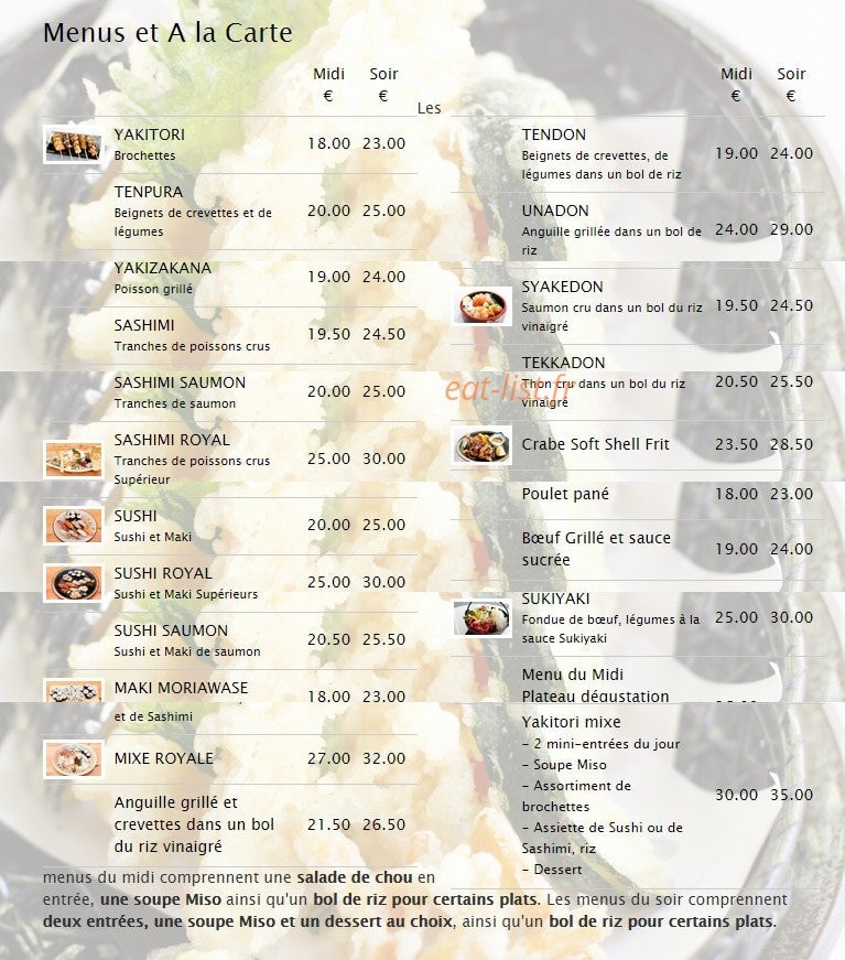 Sushi Marché — carte page 1