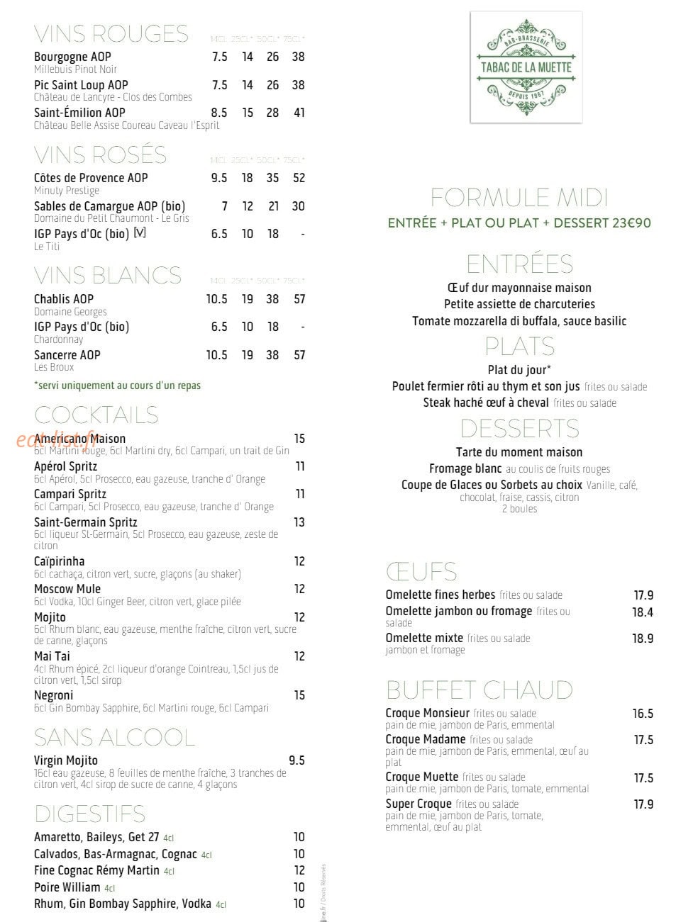 Tabac de la Muette — carte page 6