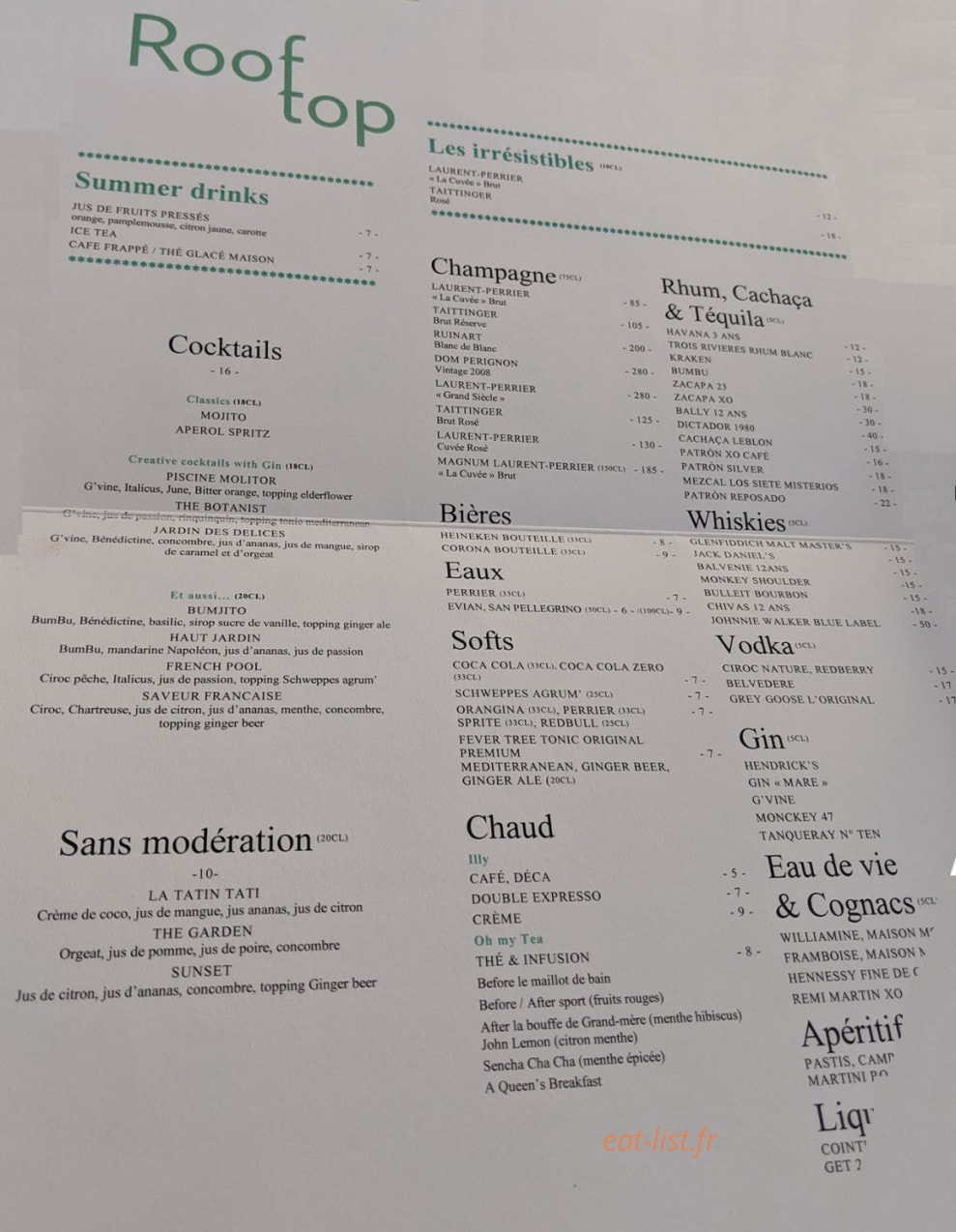 Toit Terrasse Molitor — carte page 3
