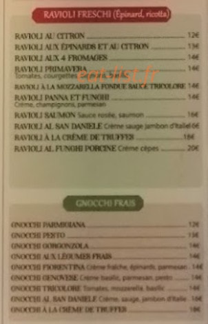 Trattoria Italiana venise — carte page 4