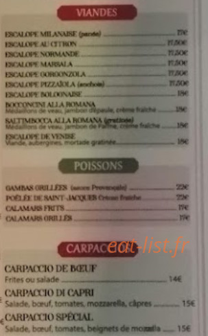 Trattoria Italiana venise — carte page 3
