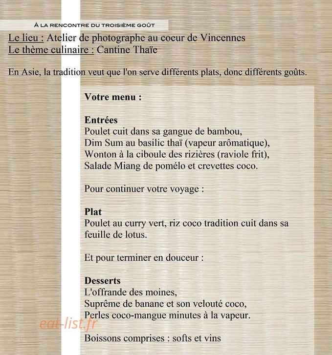 A La Rencontre Du 3ème Goût — carte page 1