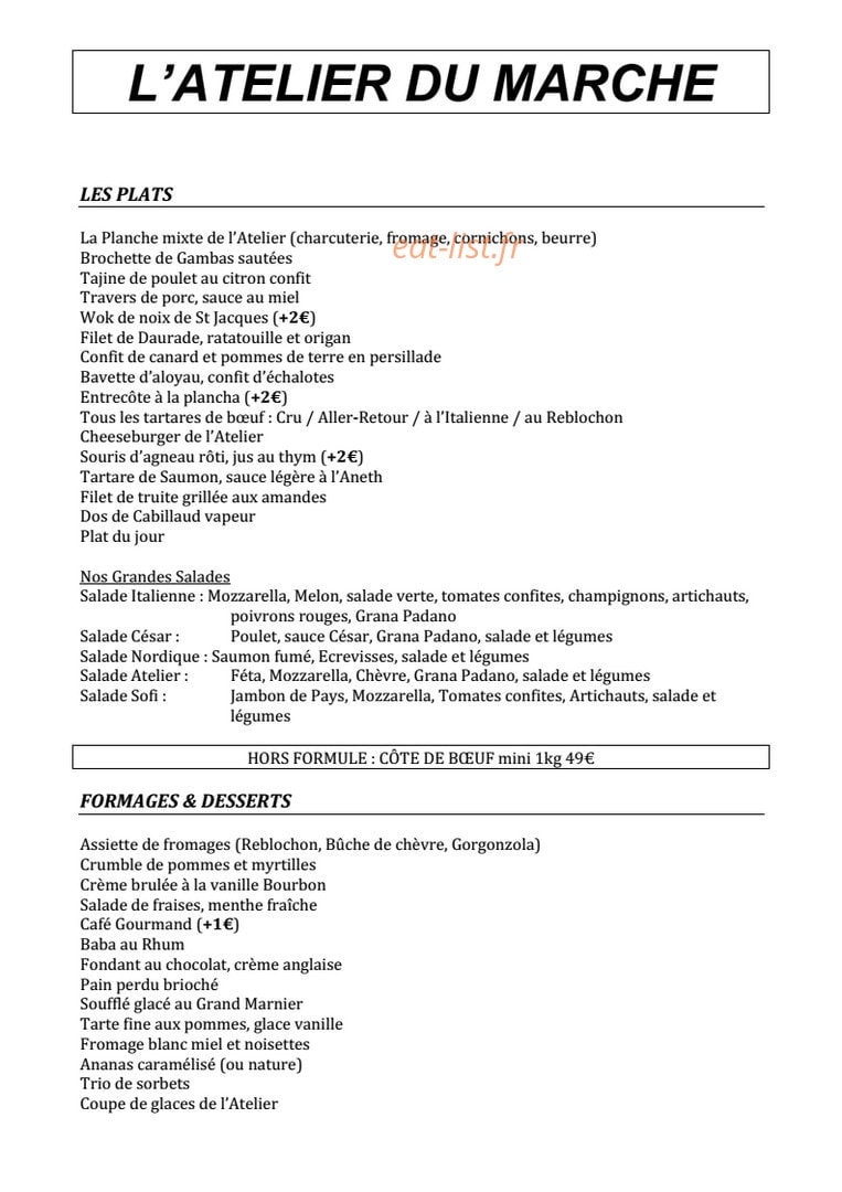 Atelier du Marché — carte page 2