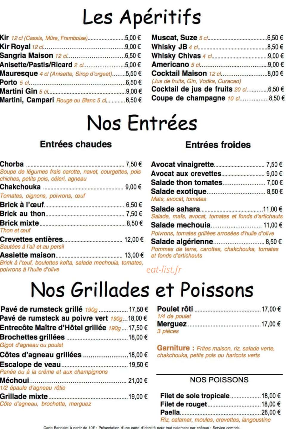 Au Bon Couscous — carte page 1