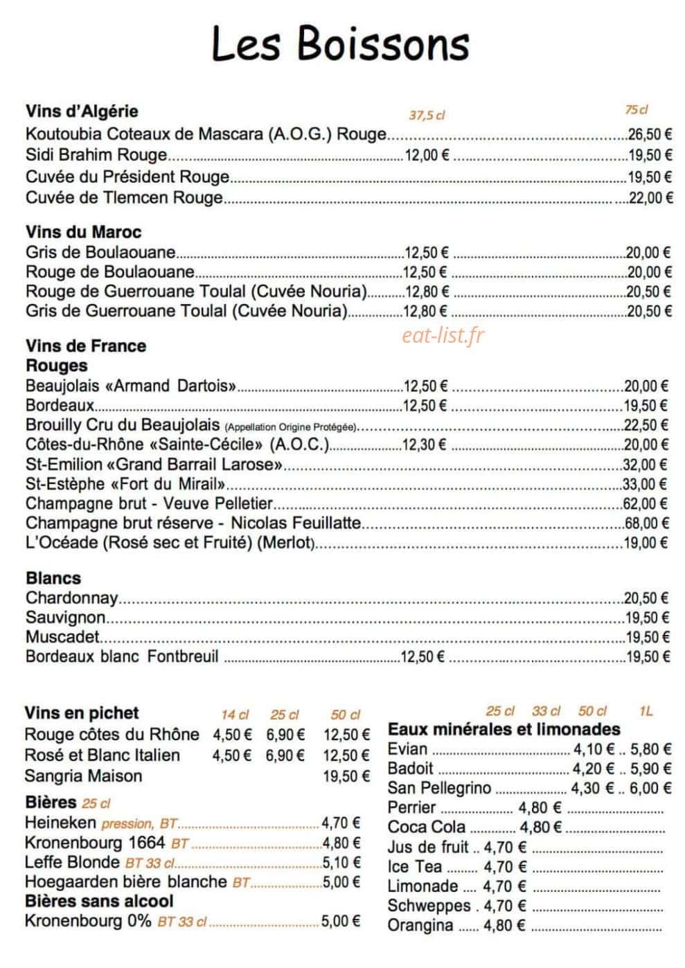 Au Bon Couscous — carte page 3