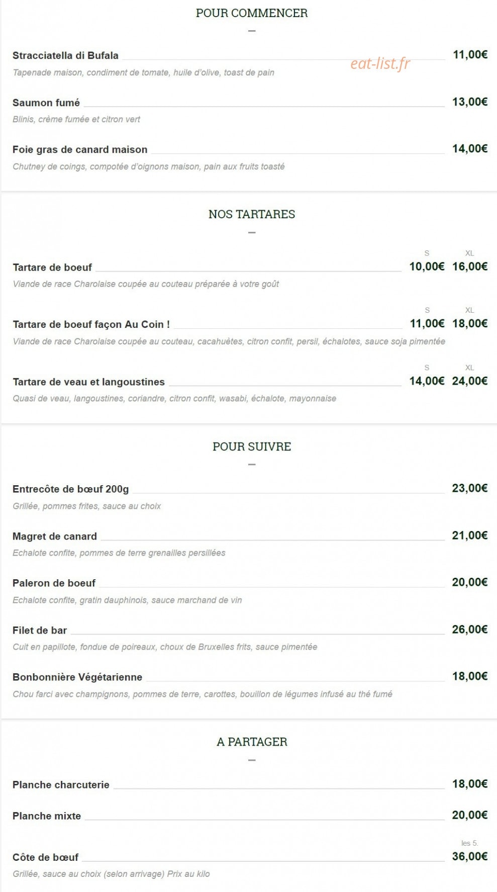 Au Coin — carte page 1