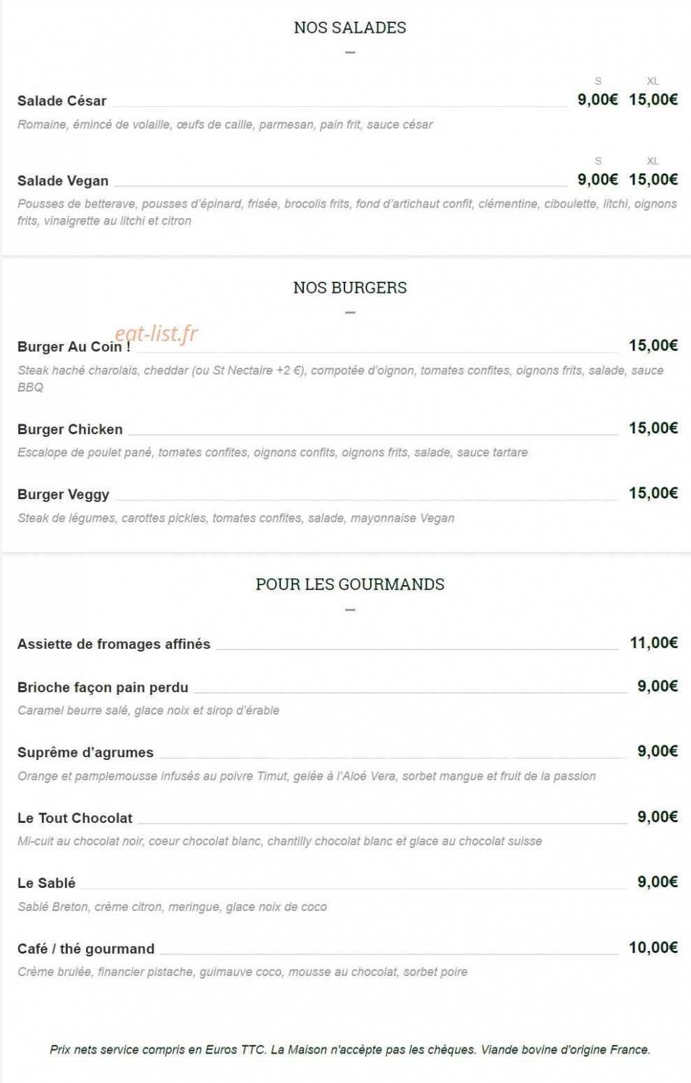 Au Coin — carte page 2