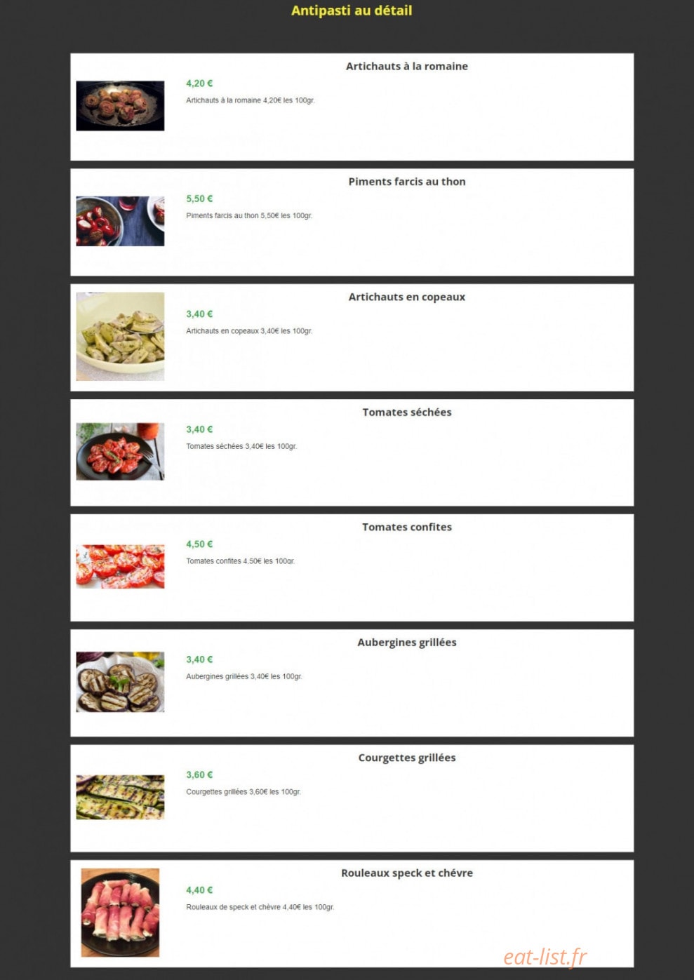 Aux saveurs d'Italie — carte page 7