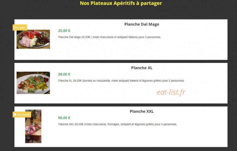 Aux saveurs d'Italie — carte page 6