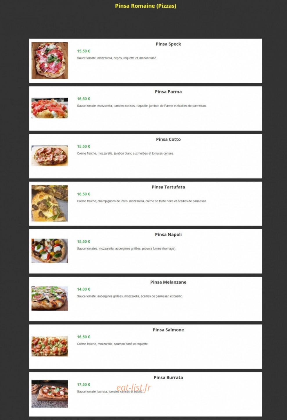 Aux saveurs d'Italie — carte page 3