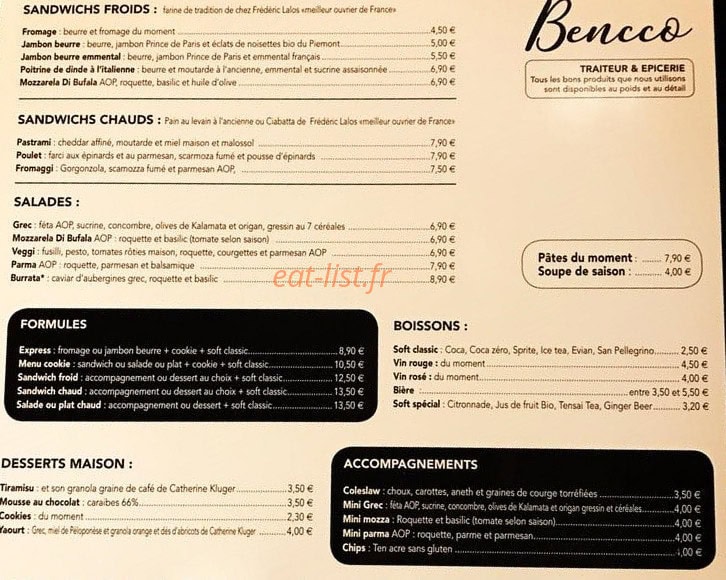 Bencco — carte page 1