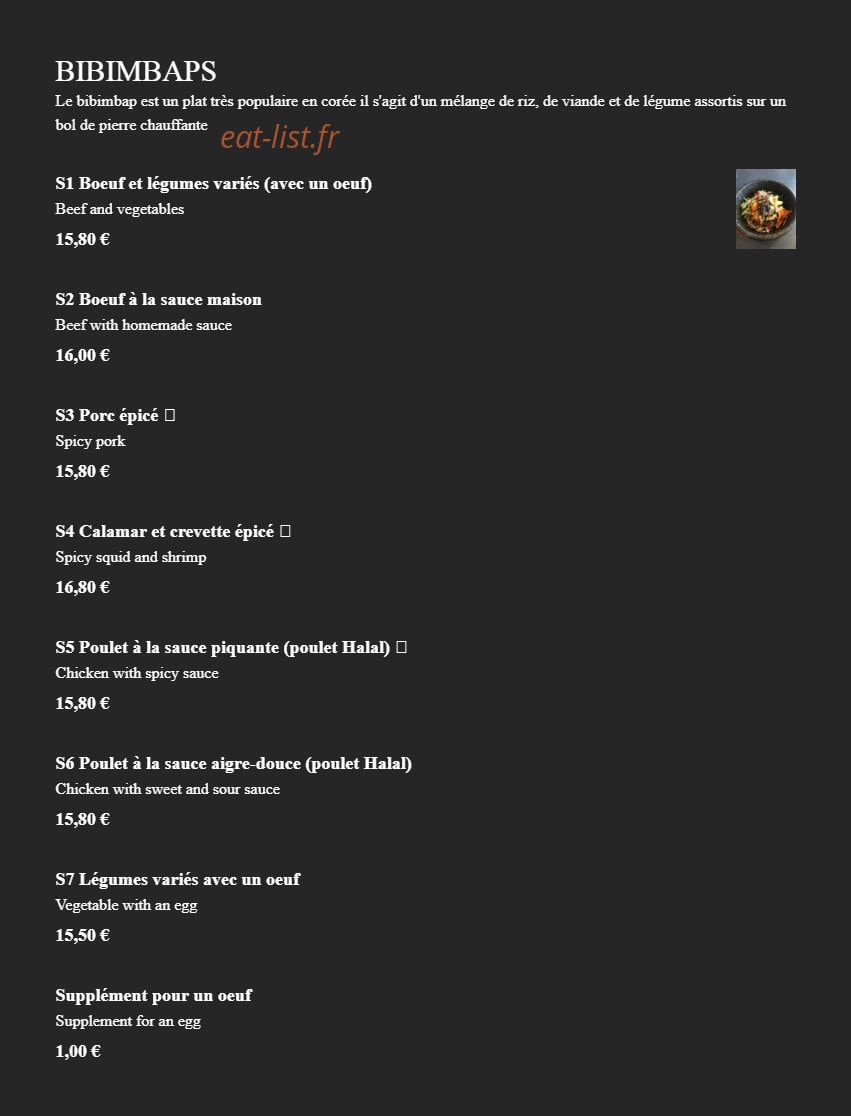 Bibimbaps — carte page 5