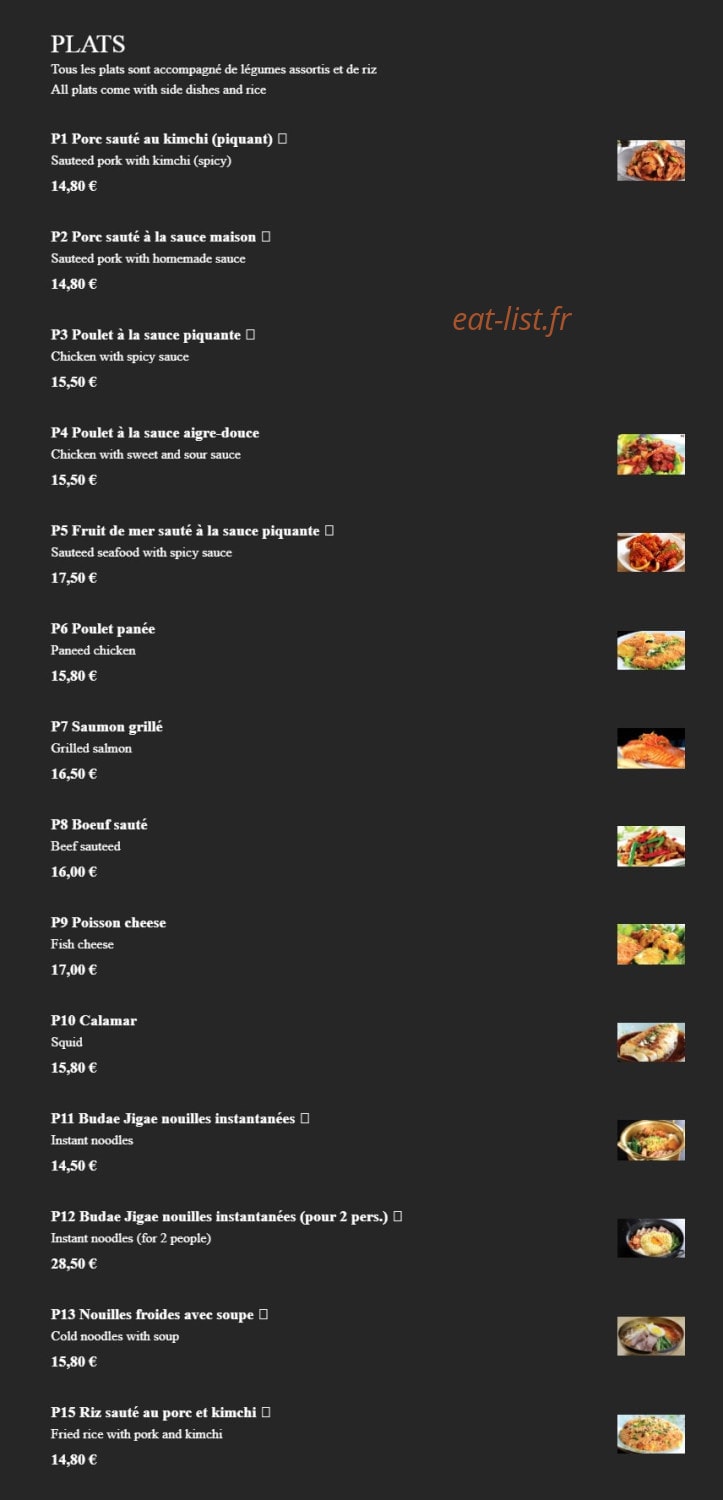 Bibimbaps — carte page 3