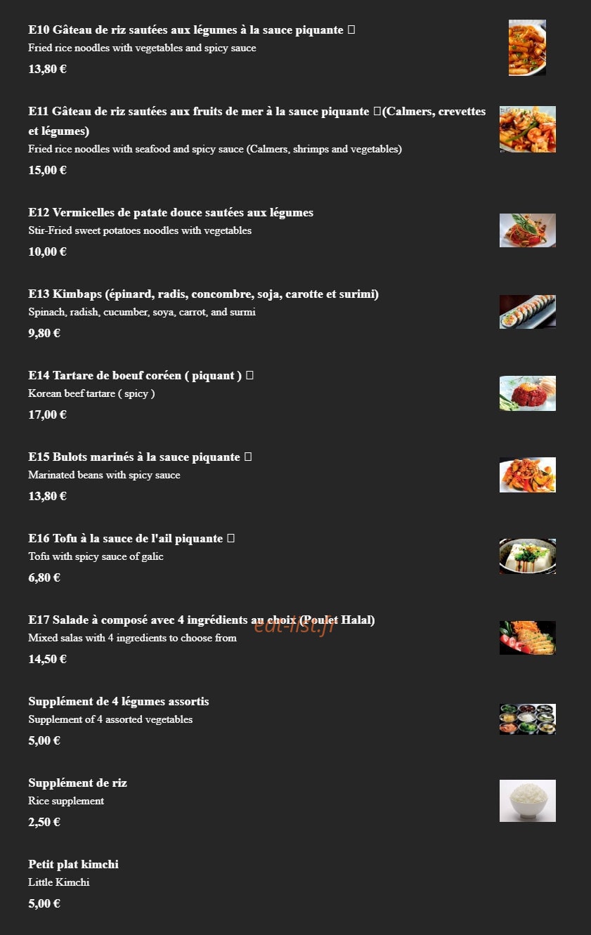 Bibimbaps — carte page 2