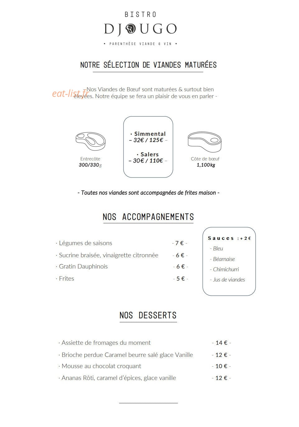 Bistro Djougo — carte page 2
