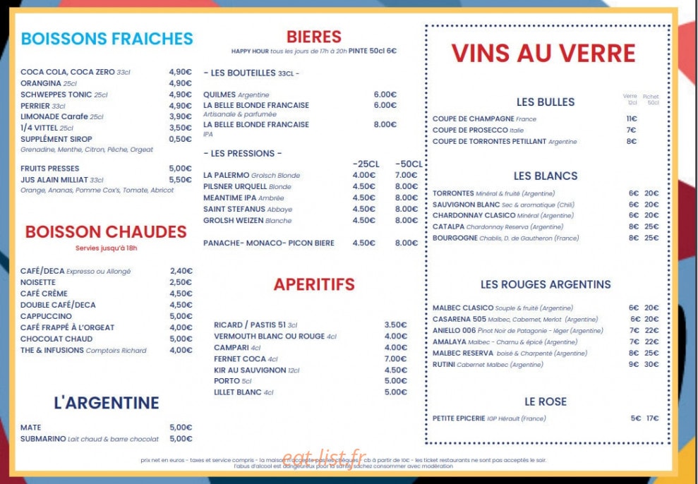 Bistro Palermo — carte page 2