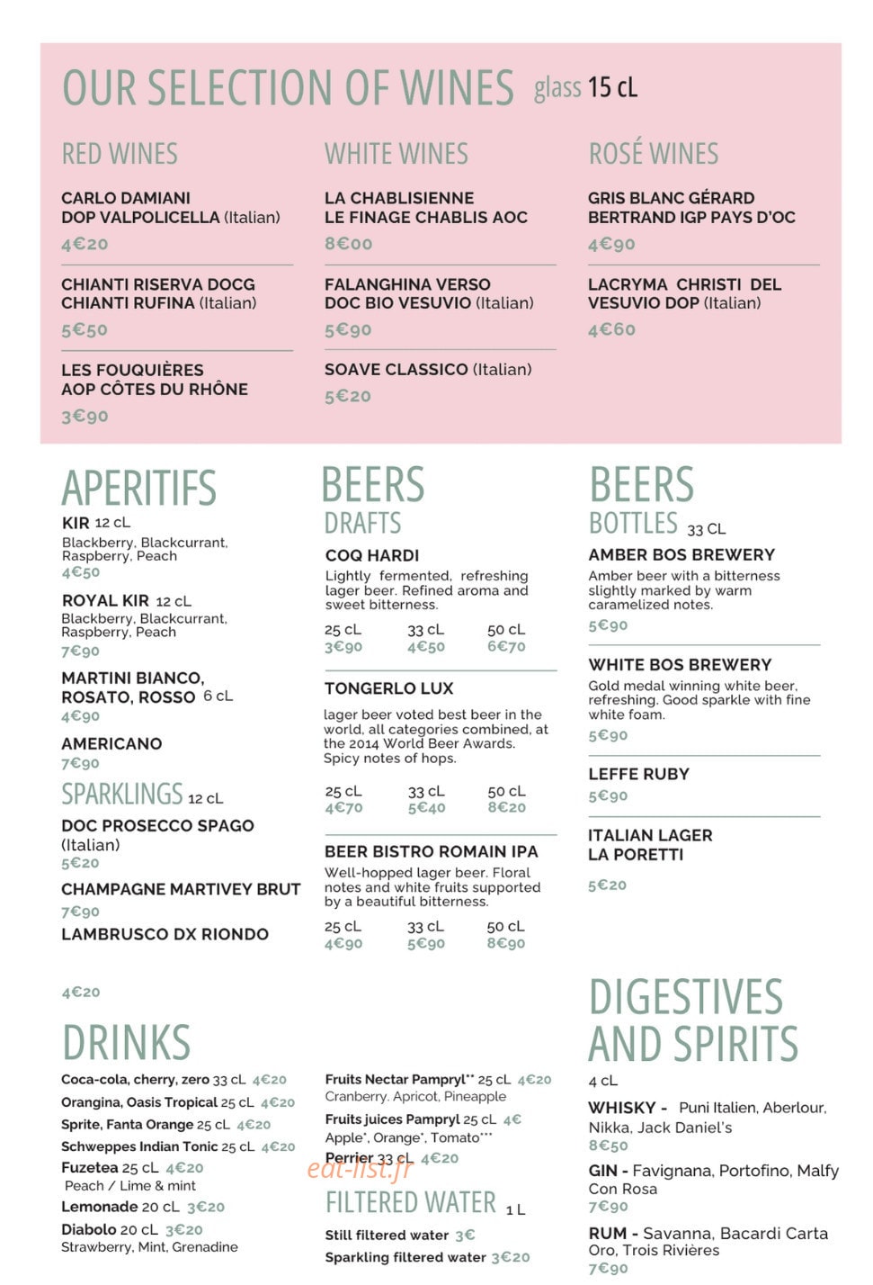 Bistro Romain — carte page 9