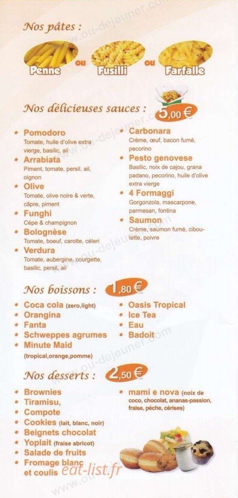 Boom's Pasta — carte page 2