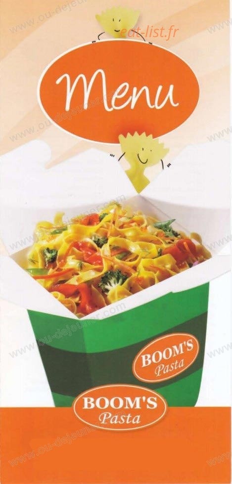 Boom's Pasta — carte page 1