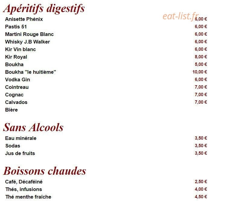 Brasserie du Belvedere — carte page 4